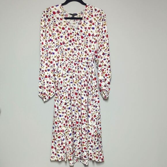 Banana Republic Factory White Floral Long Sleeve Dress - Picture 1 of 7